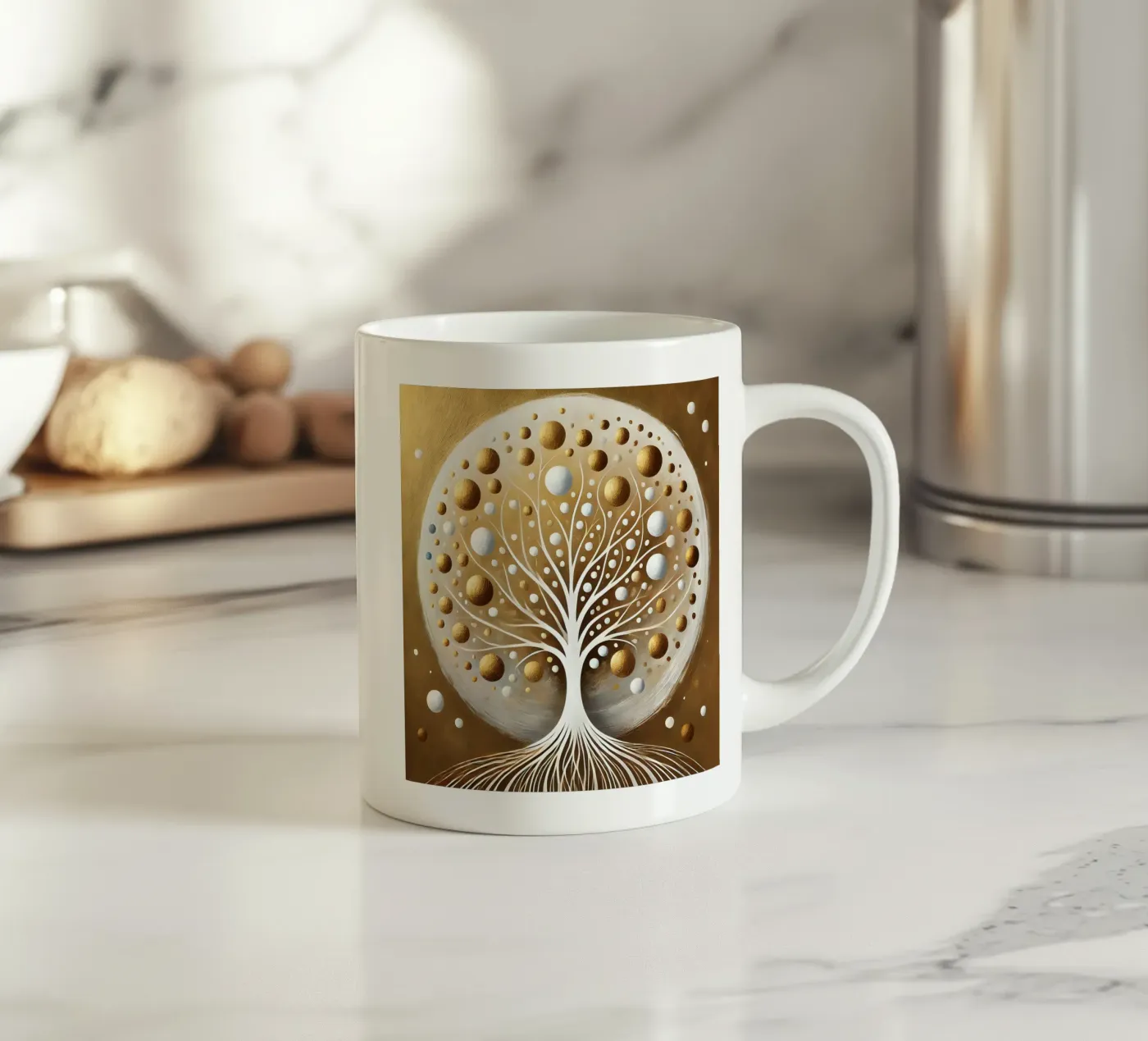 Tree gold ceramic mug by spiritual