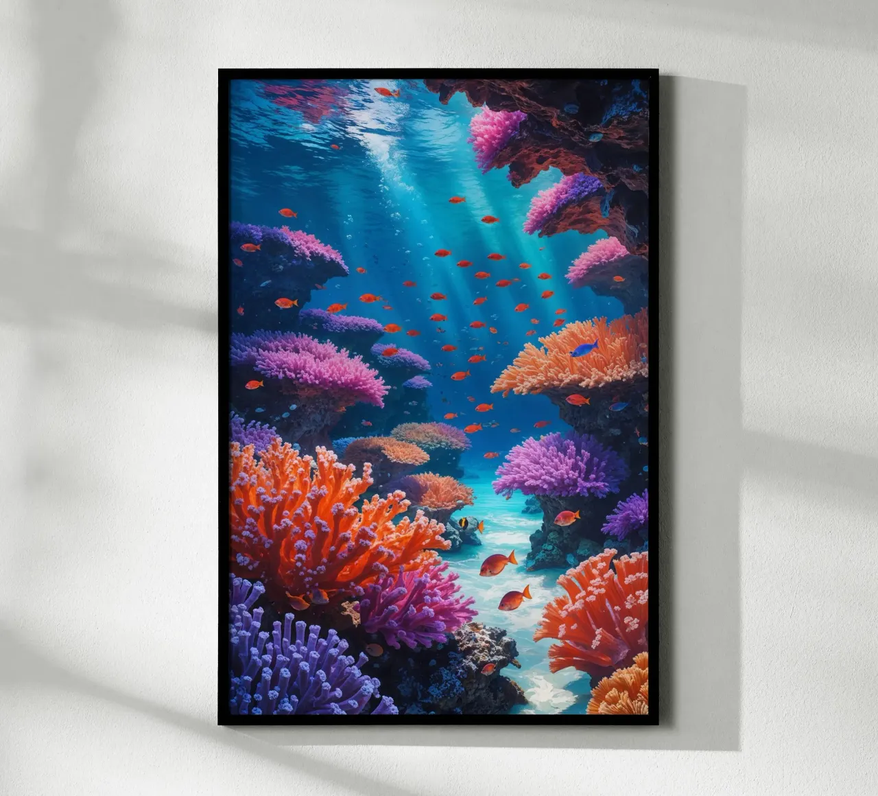 Illuminated Coral Reef with Swimming Fish carta hahnemühle da AlbertKlee