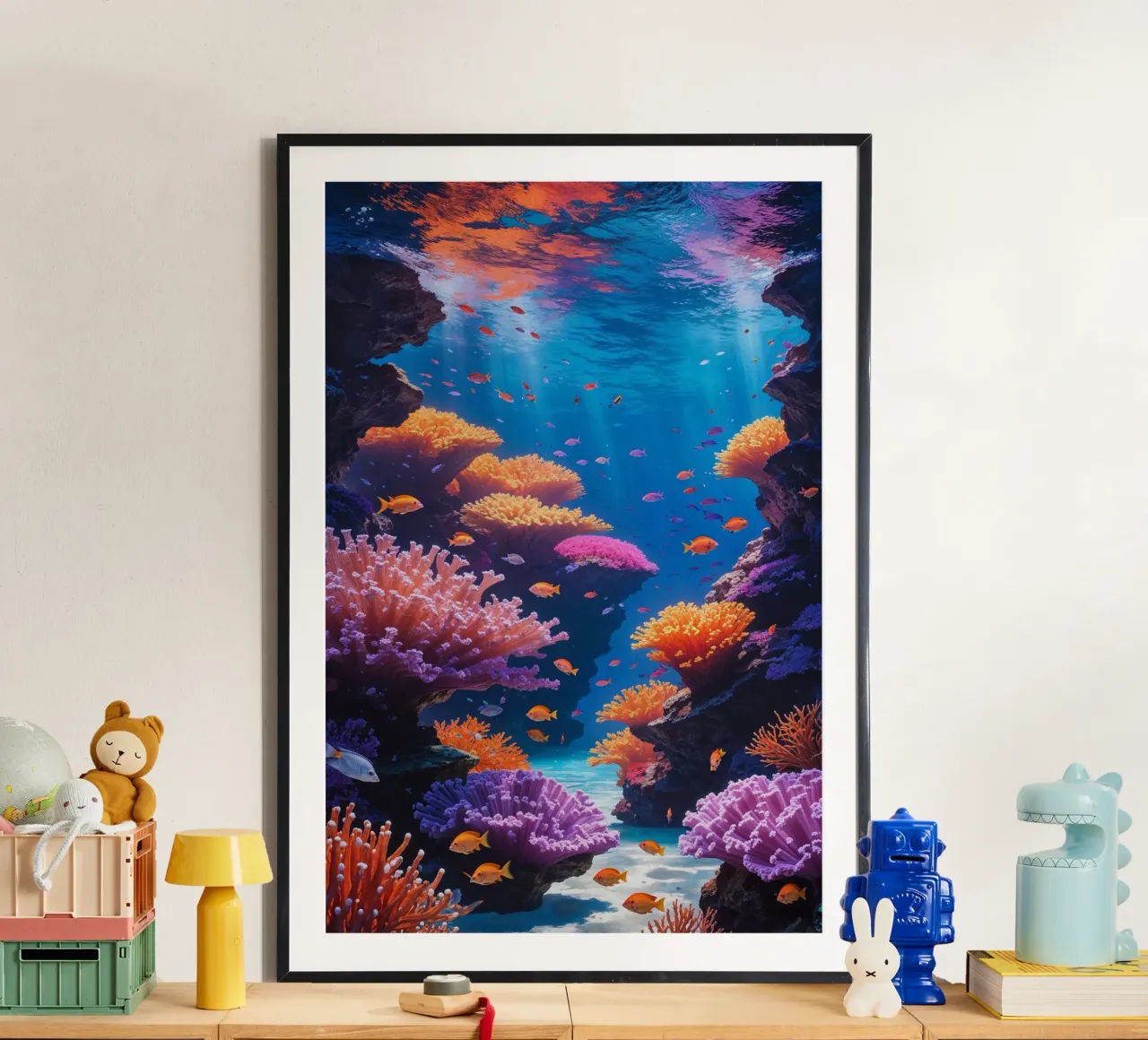Sunlit Reef with Vibrant Coral Blooms carta hahnemühle da AlbertKlee