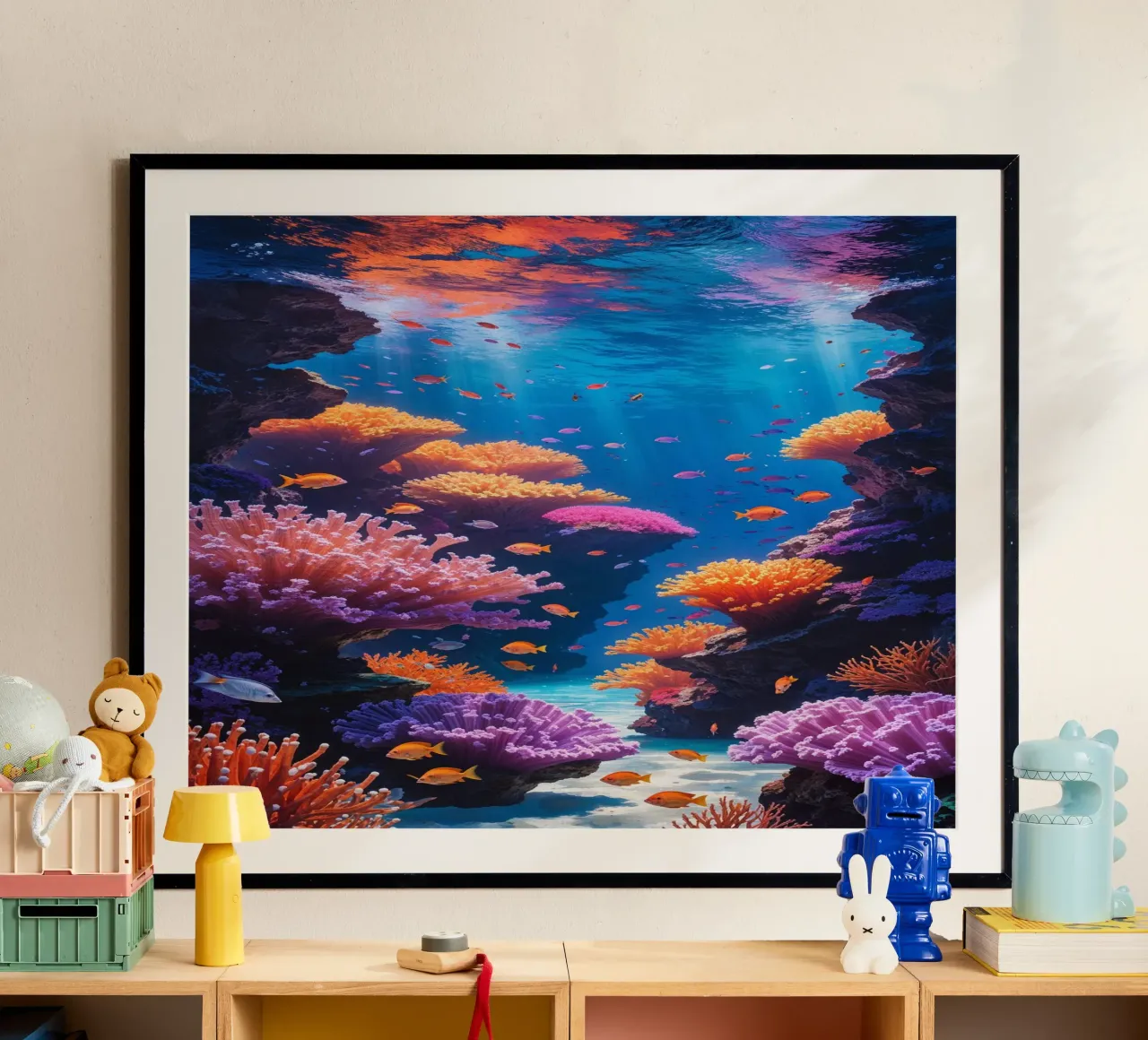 Sunlit Reef with Vibrant Coral Blooms carta hahnemühle da AlbertKlee