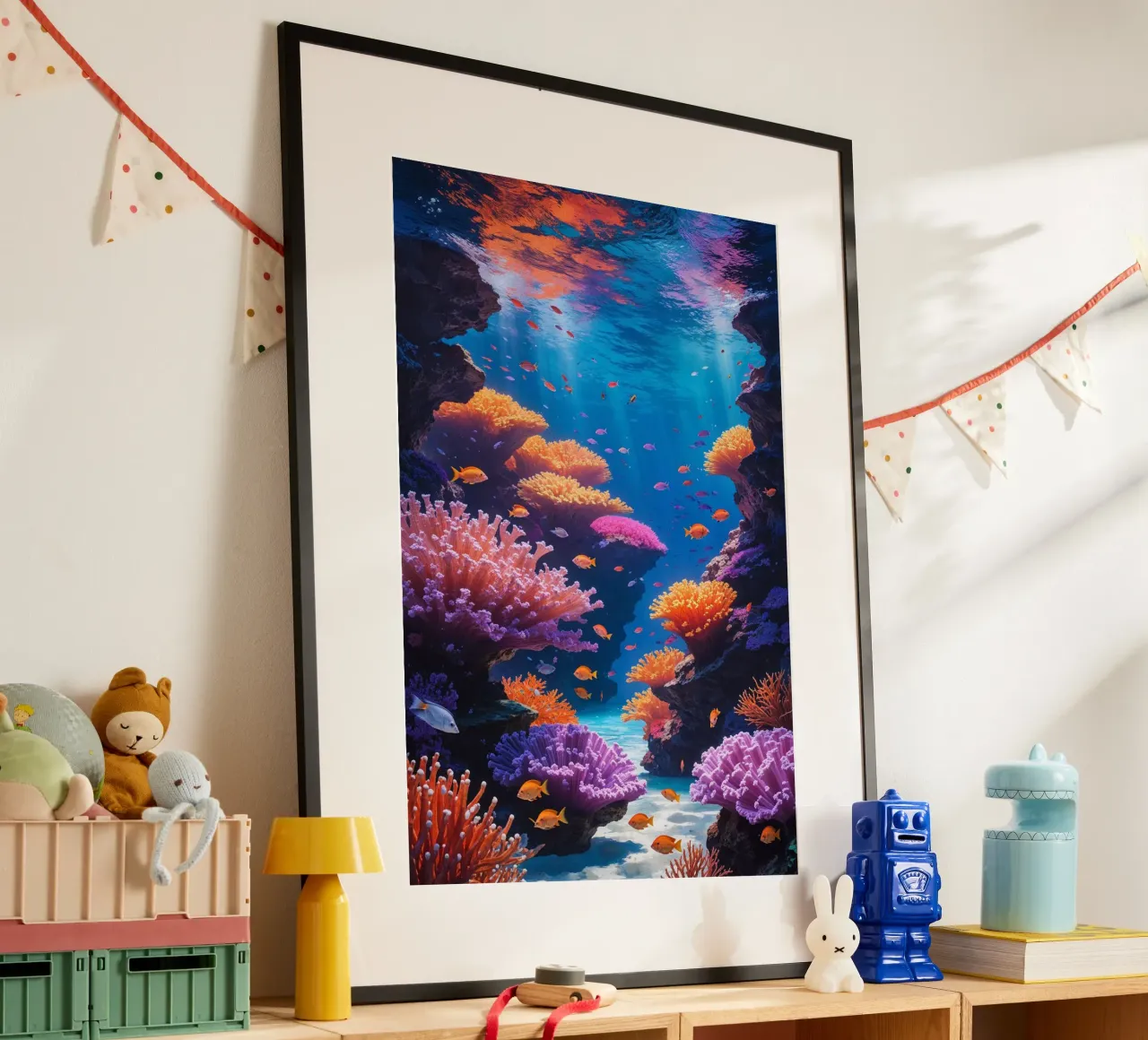 Sunlit Reef with Vibrant Coral Blooms carta hahnemühle da AlbertKlee