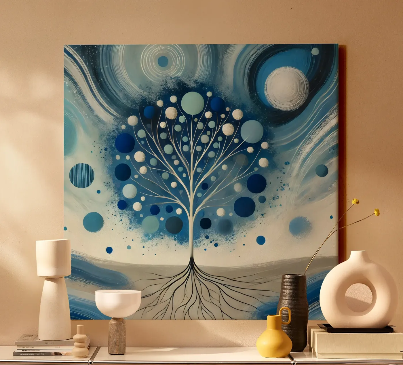 Boom blauw canvas van spiritual