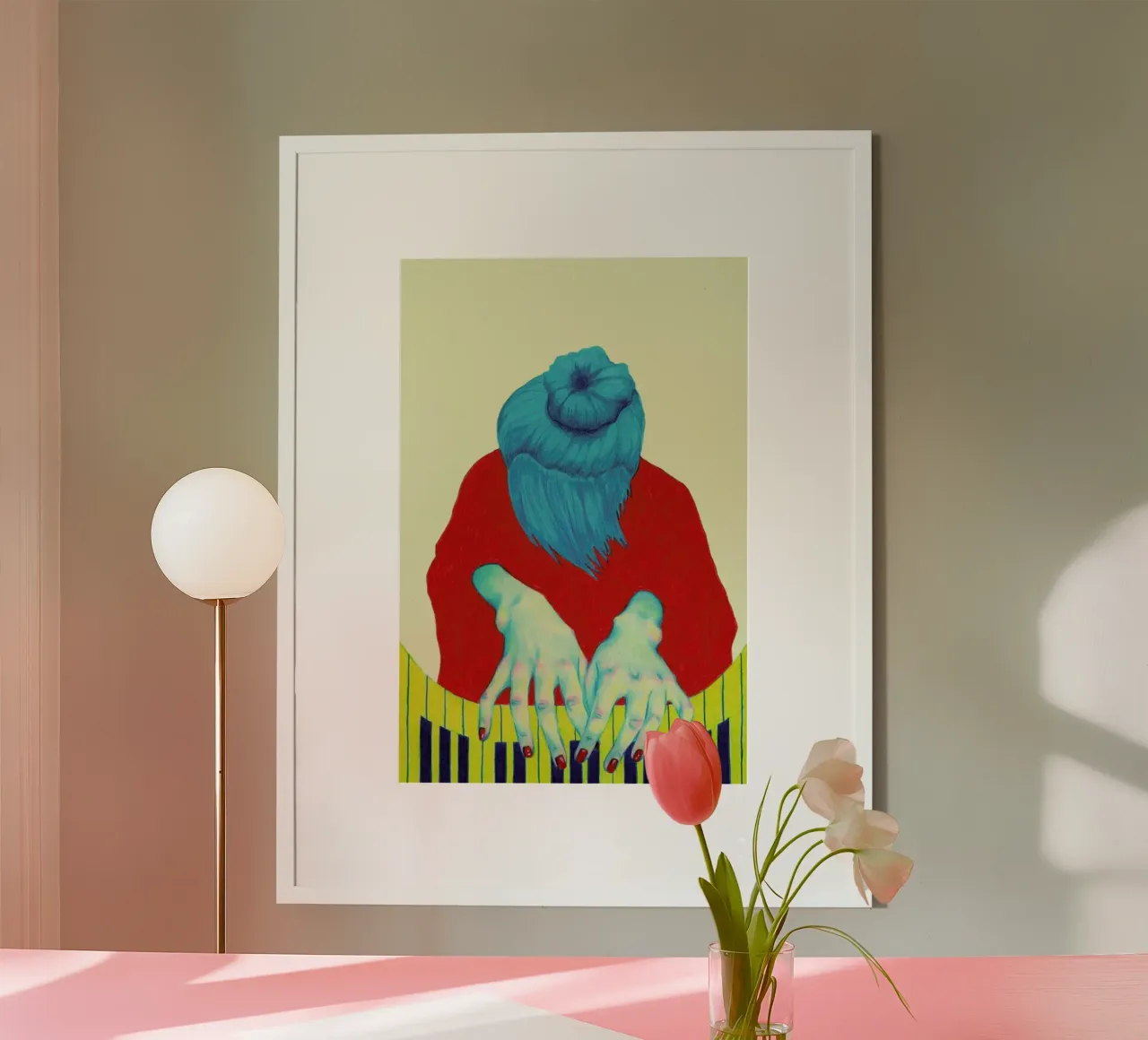 Piano Passion poster with plastic frame by Natalie Foss