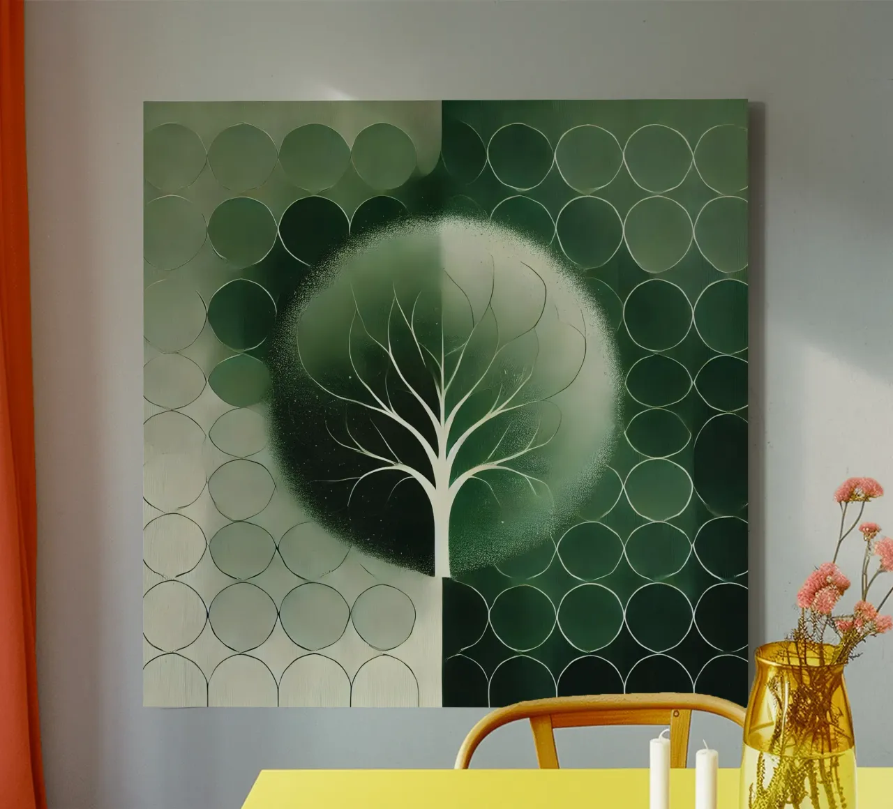 Tree green canvas with Floater frame by spiritual
