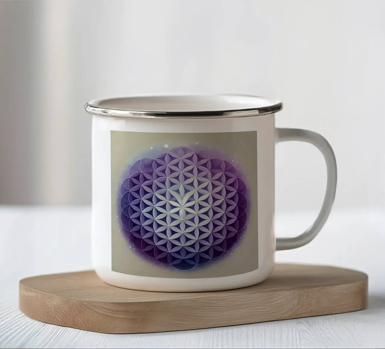 Fiore della vita - viola tazza in smalto da spiritual