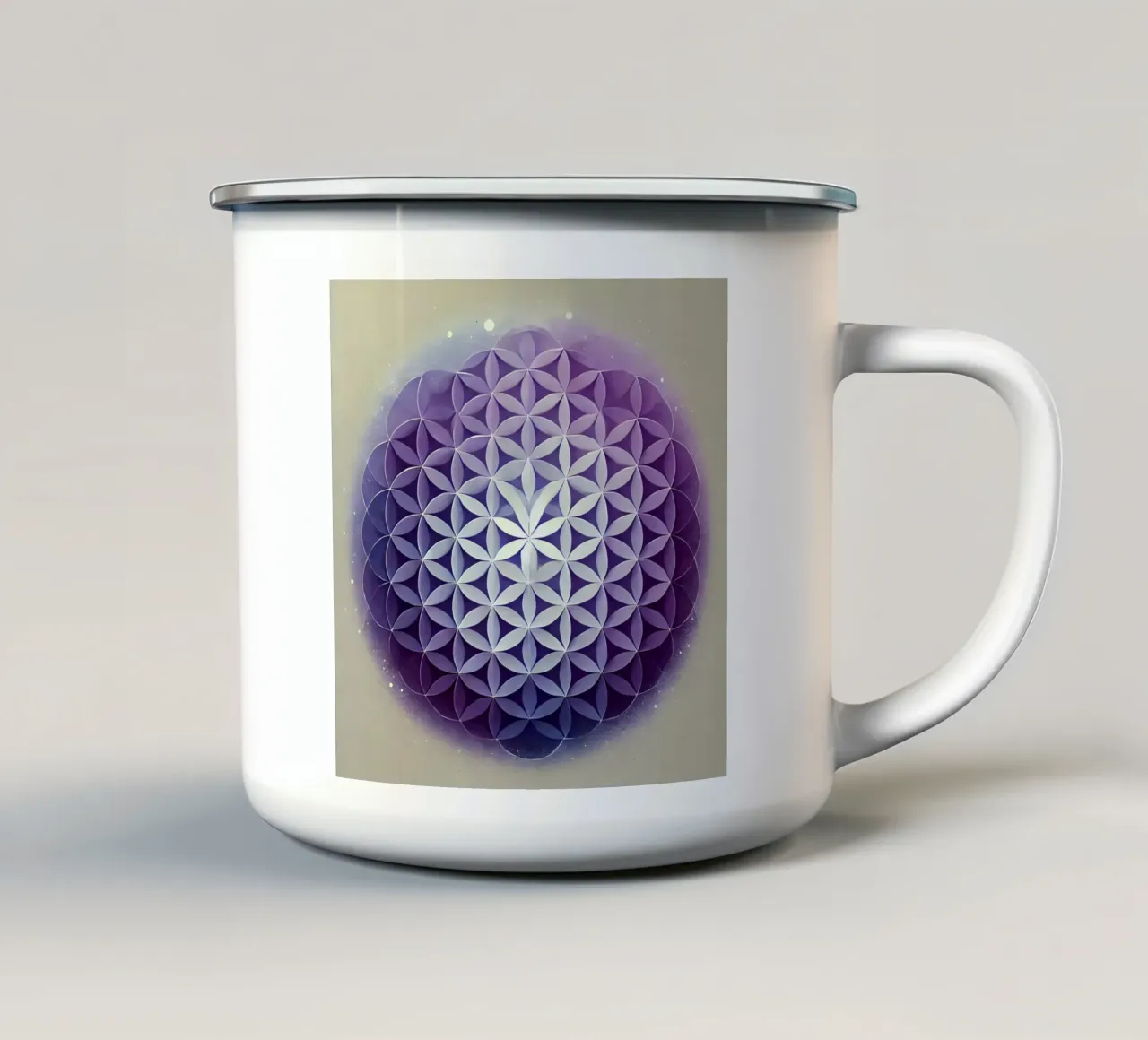 Fiore della vita - viola tazza in smalto da spiritual