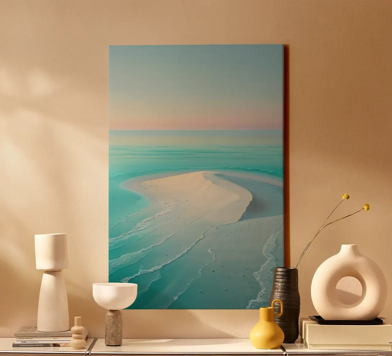 Curving Shoreline and Shimmering Blues tela con Cornice a cassetta da AlbertKlee