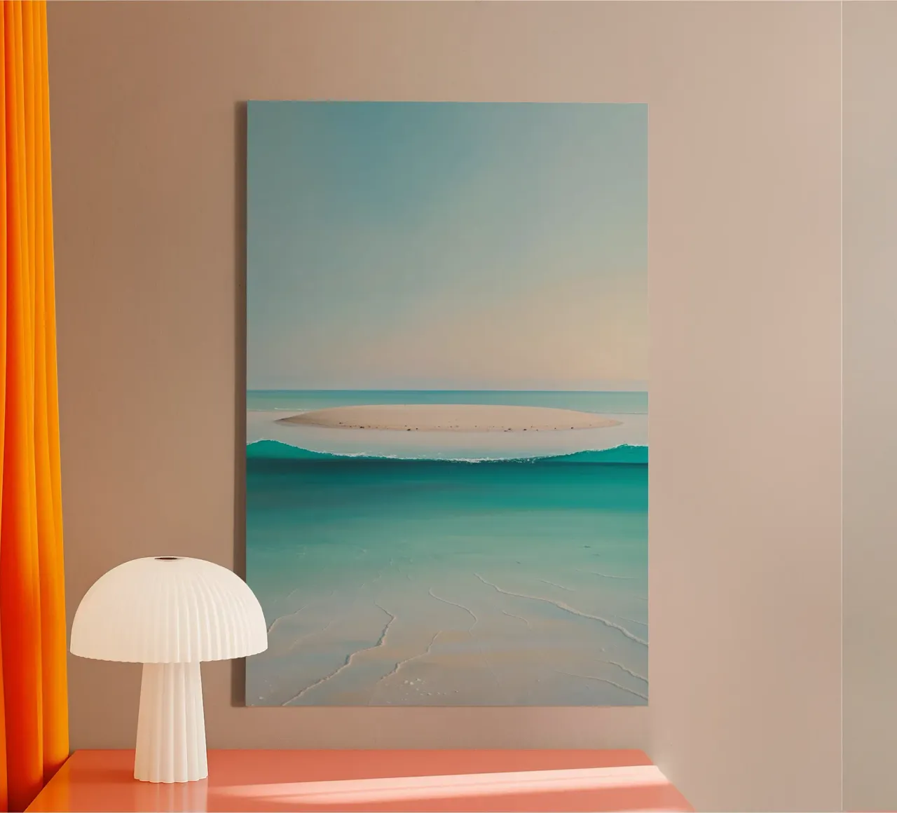 Tranquil Sand Island and Azure Waves tela da AlbertKlee