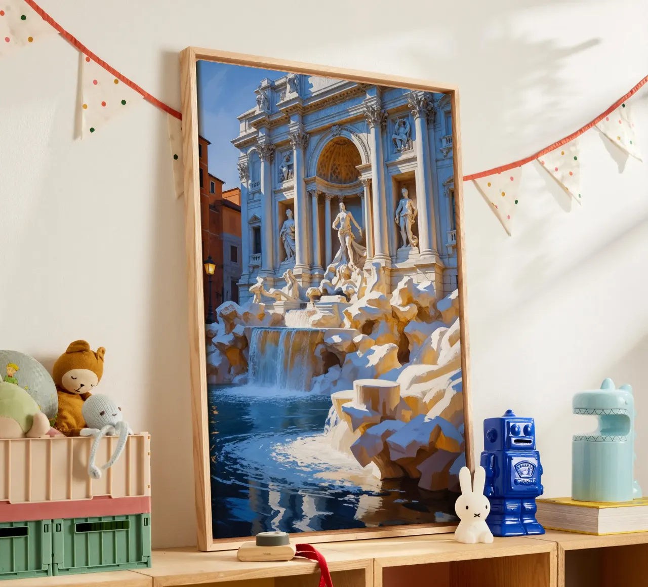 Golden Glow of Trevi Fountain tela con Cornice a cassetta da AlbertKlee