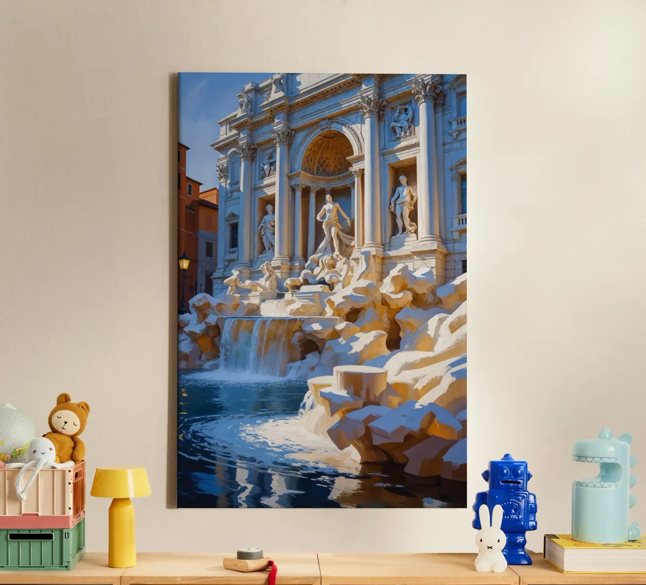 Golden Glow of Trevi Fountain tela con Cornice a cassetta da AlbertKlee