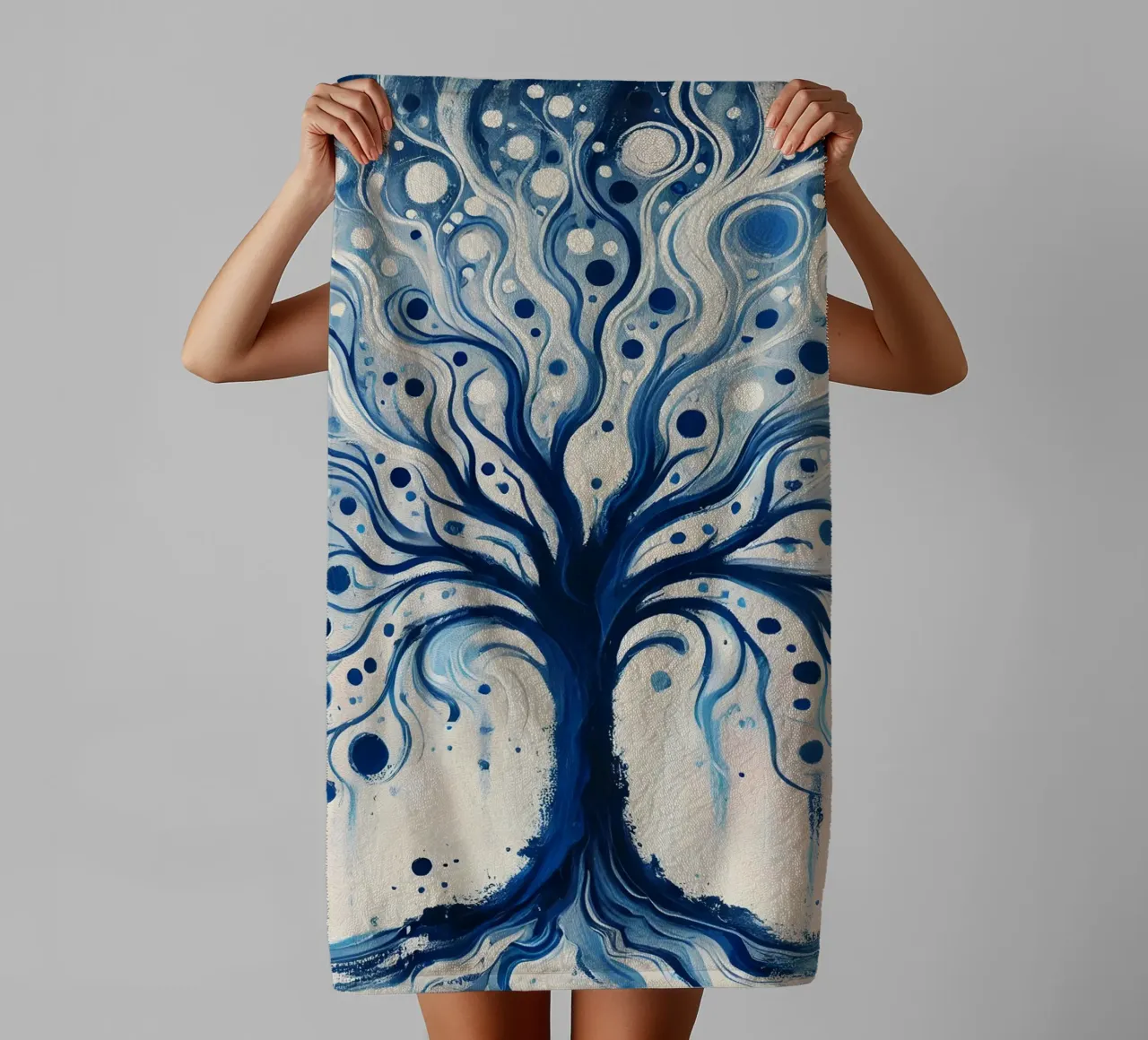 Tree blue towel by spiritual