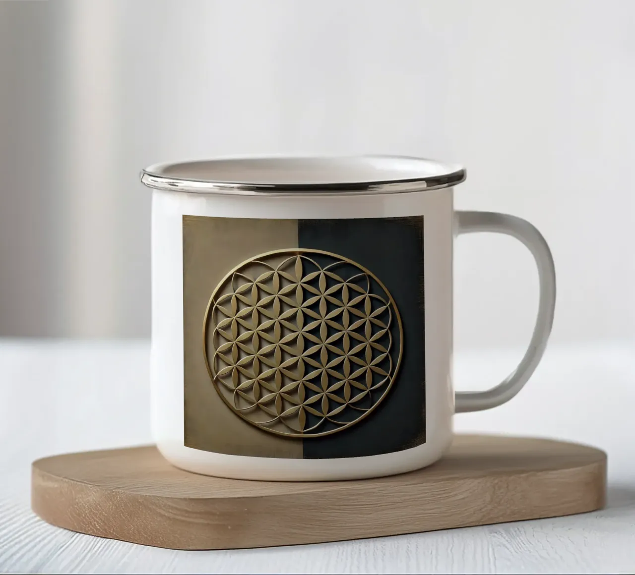 Fiore della vita oro tazza in smalto da spiritual