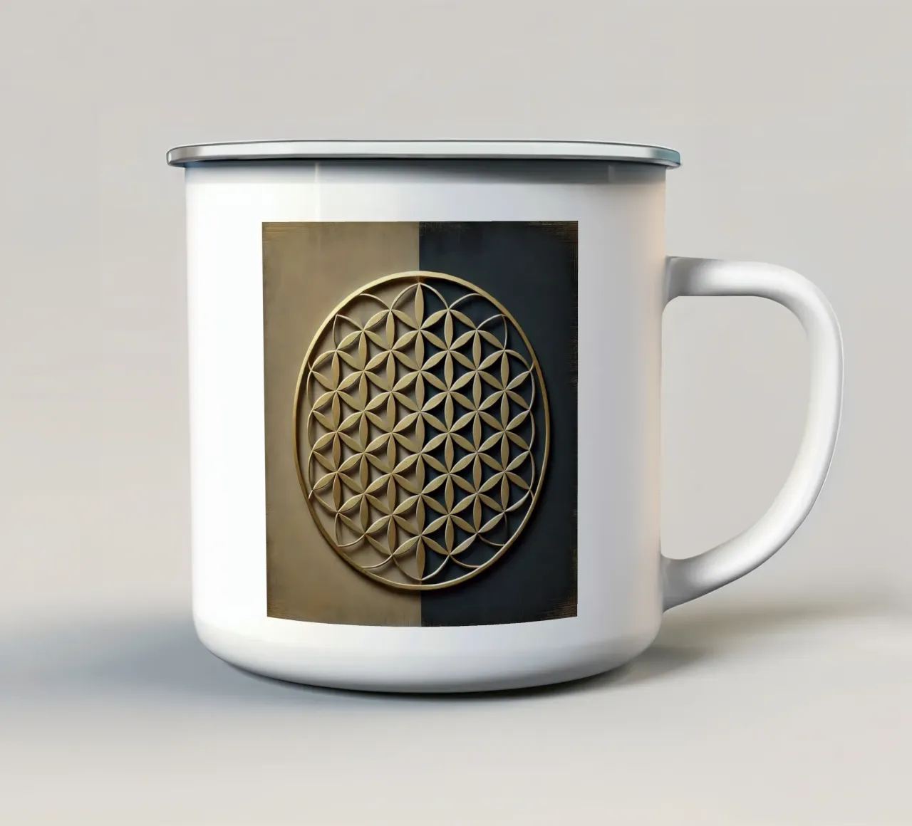 Fiore della vita oro tazza in smalto da spiritual