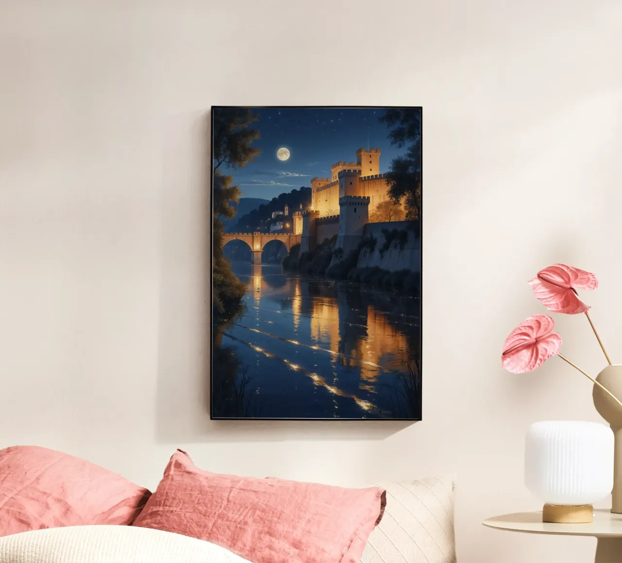 Moonlit Fortress and Glowing Reflections plexiglass da AlbertKlee