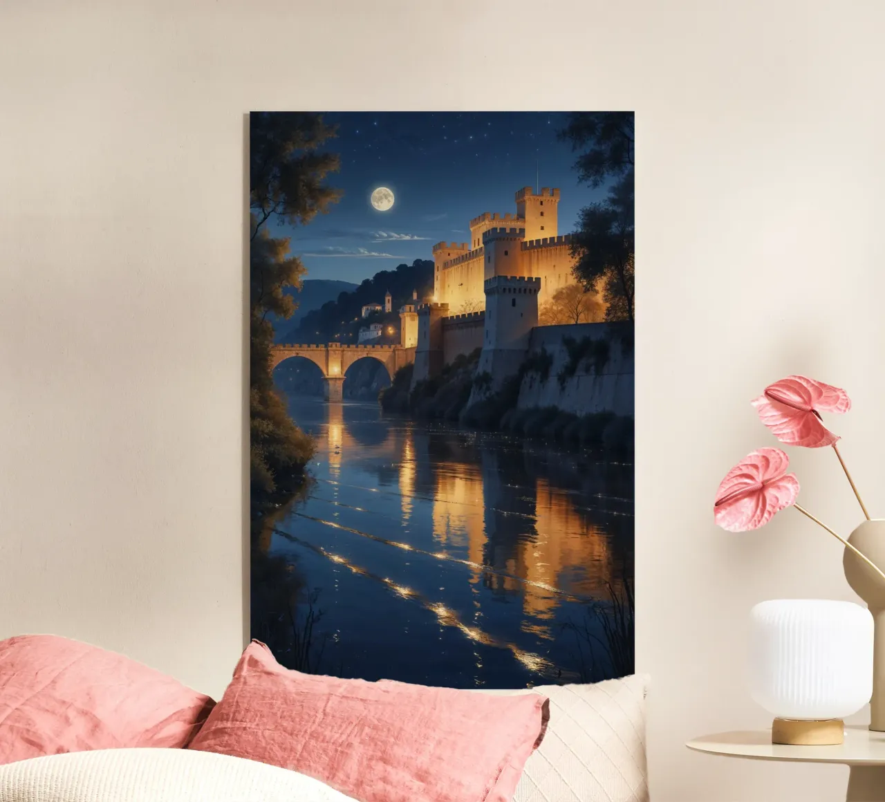 Moonlit Fortress and Glowing Reflections plexiglass da AlbertKlee