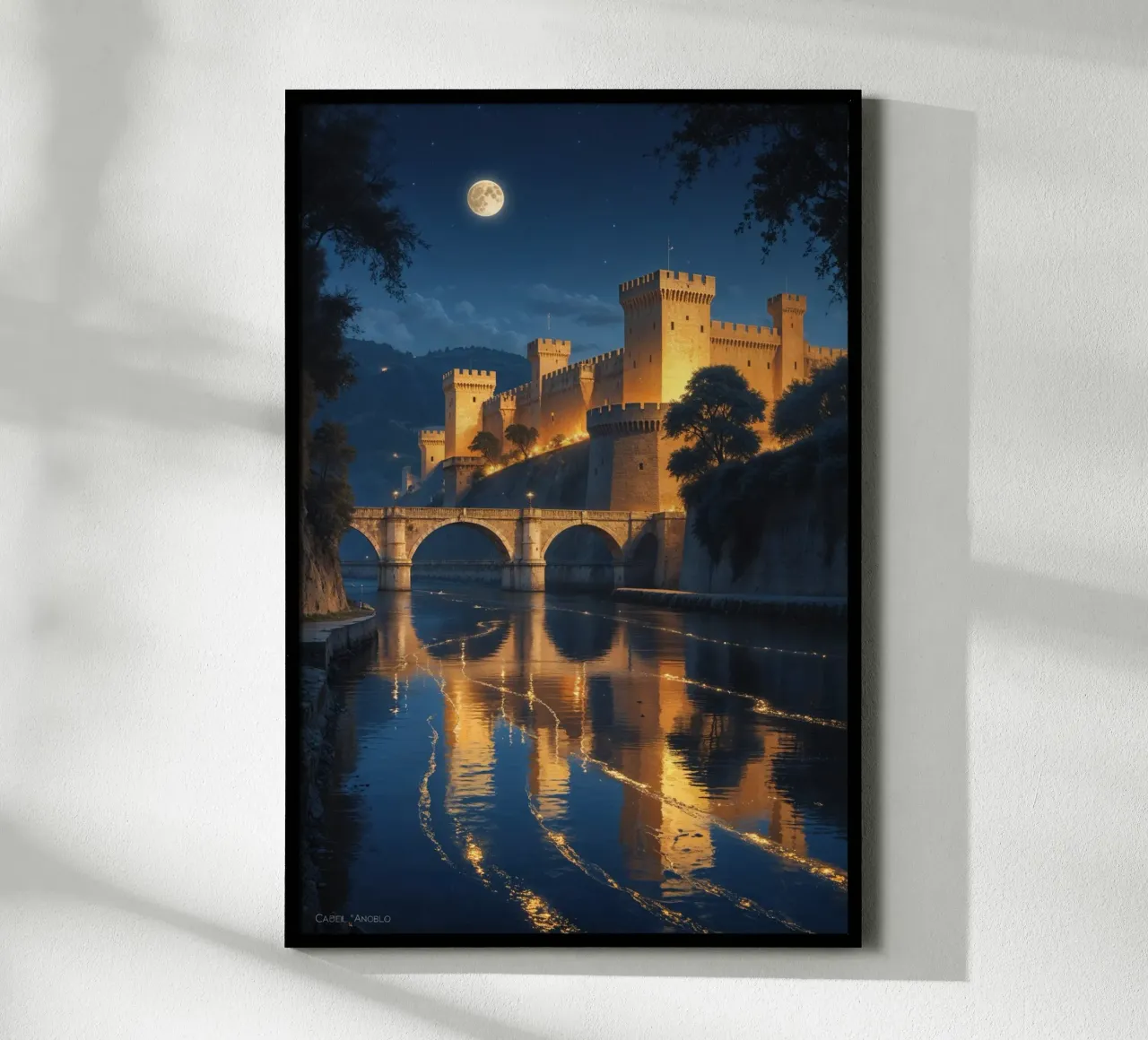Illuminated Castle Over Still Waters hahnemühle de AlbertKlee