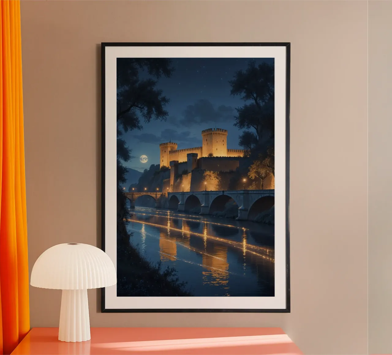 Golden Glow on a Moonlit Castle hahnemühle de AlbertKlee