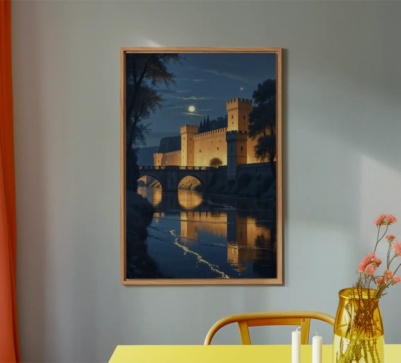Castle Elegance Under a Starry Sky alluminio dibond da AlbertKlee