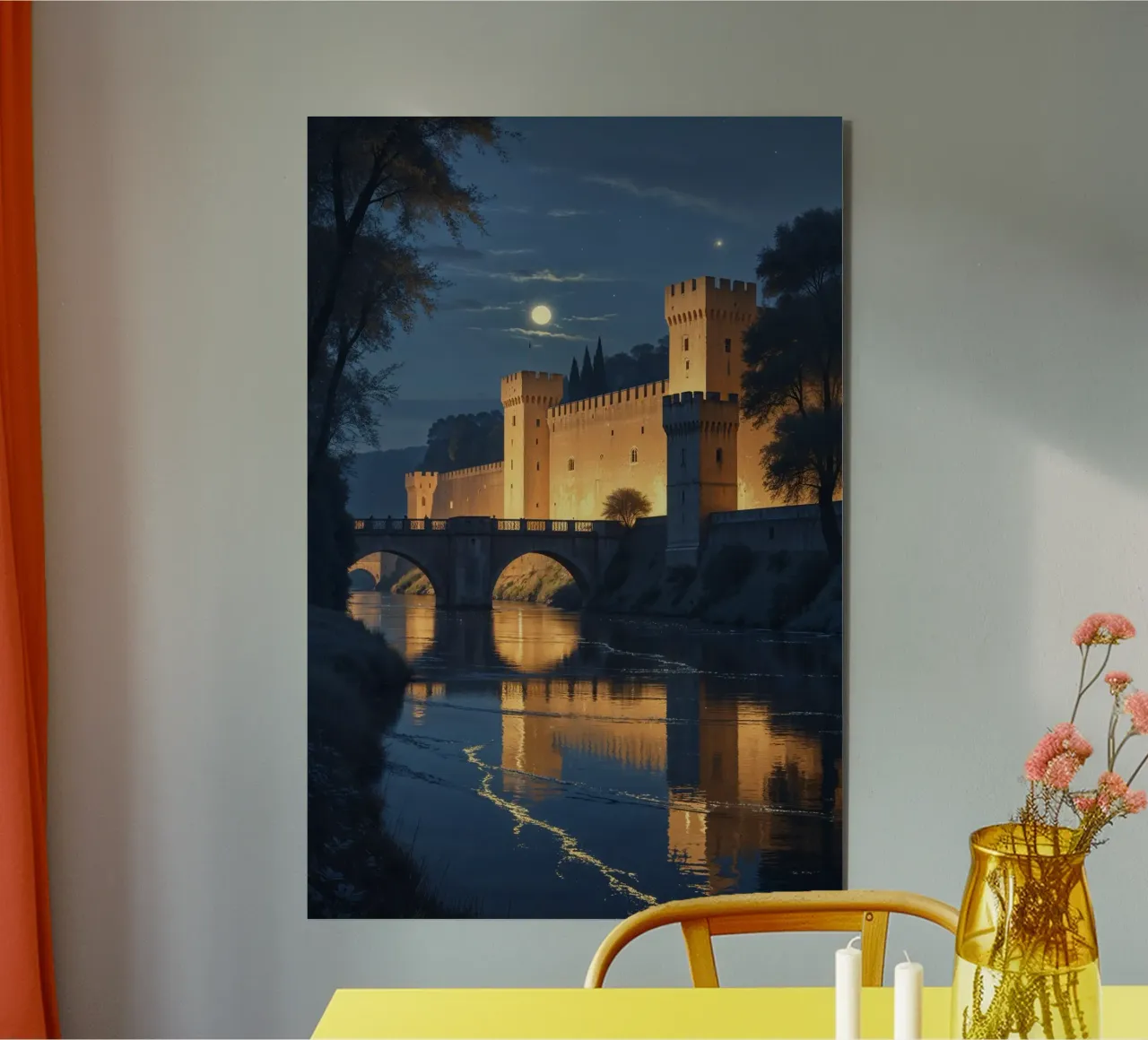 Castle Elegance Under a Starry Sky alluminio dibond da AlbertKlee