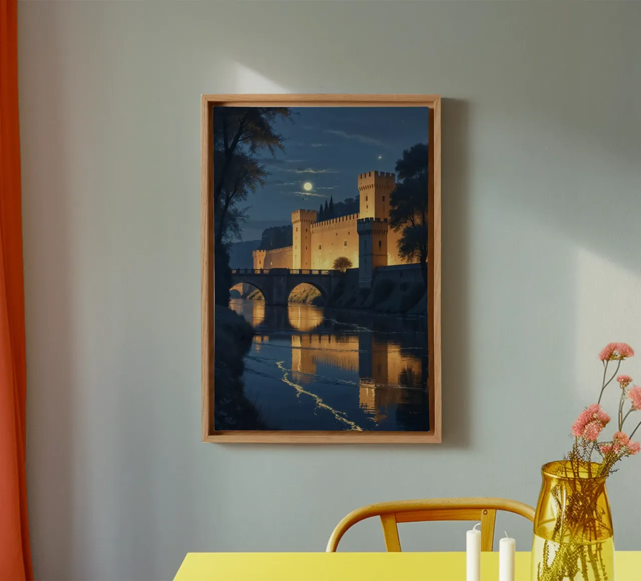 Castle Elegance Under a Starry Sky tela con Cornice a cassetta da AlbertKlee