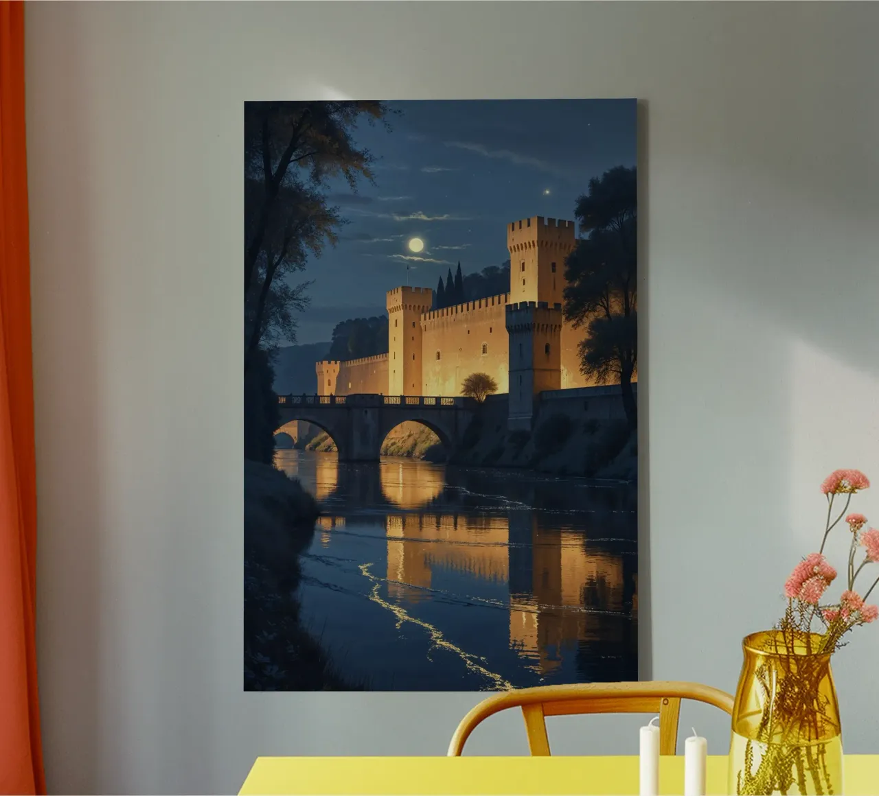 Castle Elegance Under a Starry Sky tela con Cornice a cassetta da AlbertKlee