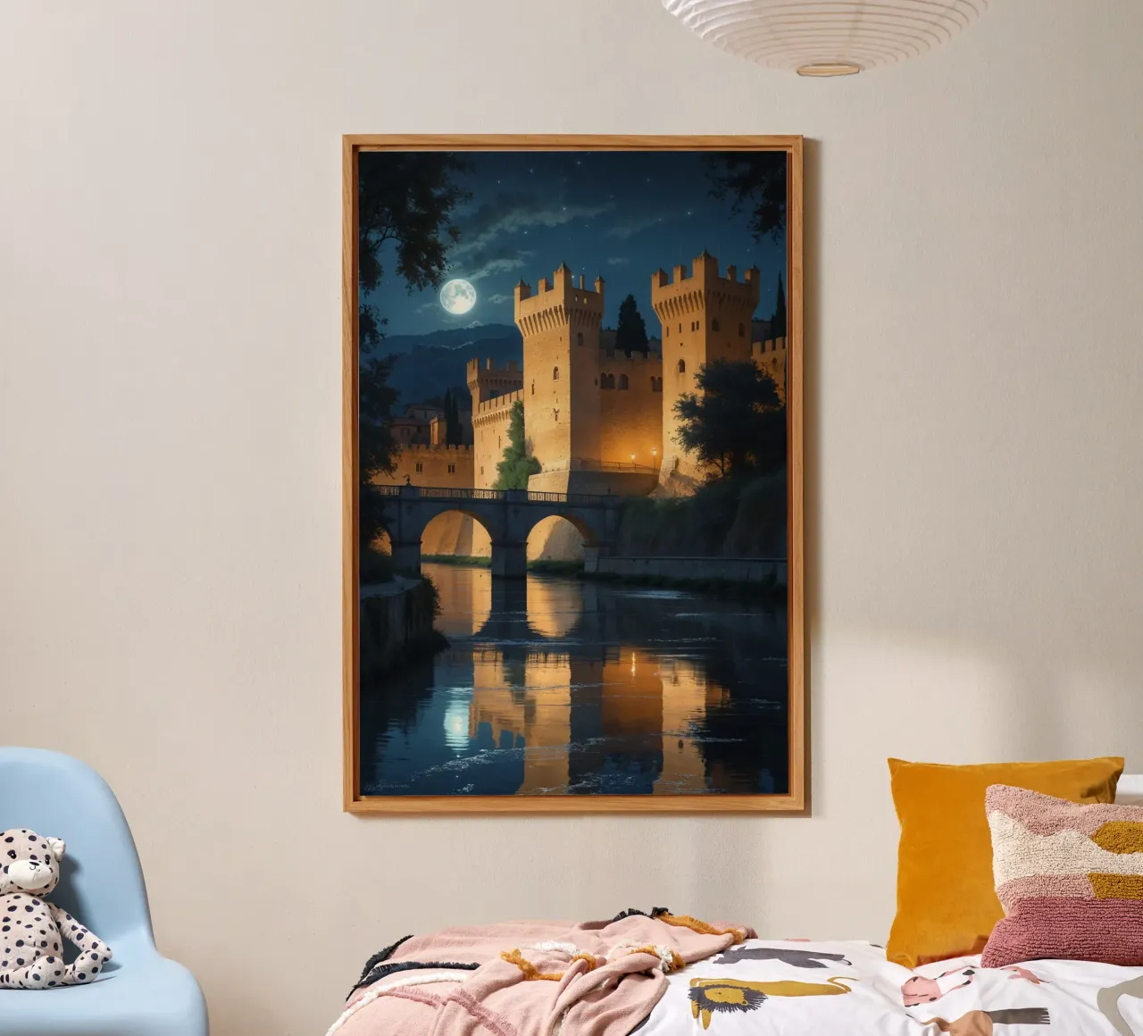 Golden Fortress Beneath the Moonlight alluminio dibond da AlbertKlee