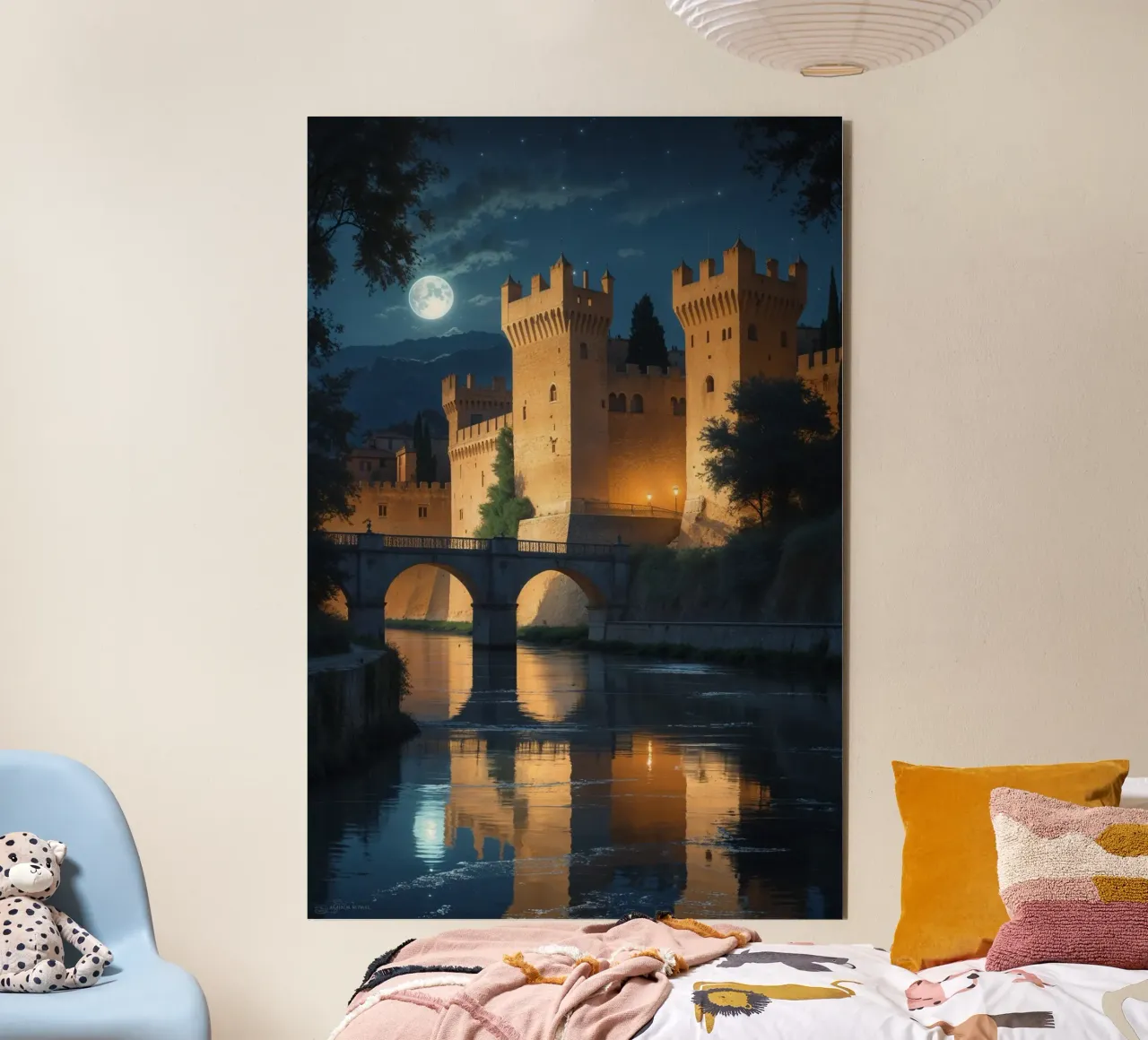 Golden Fortress Beneath the Moonlight alluminio dibond da AlbertKlee