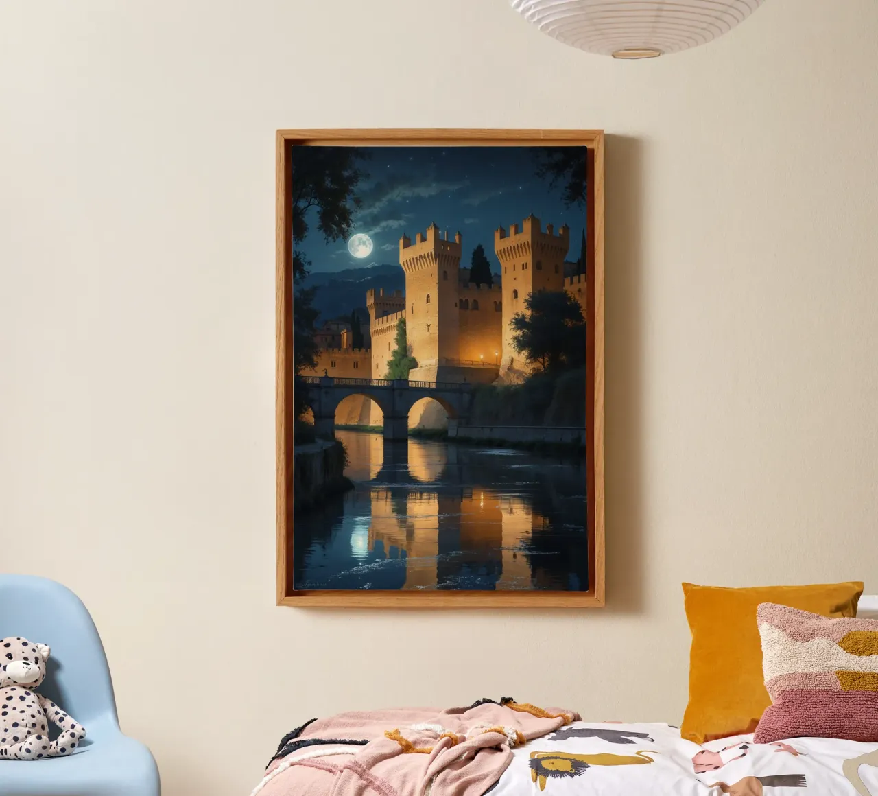 Golden Fortress Beneath the Moonlight tela con Cornice a cassetta da AlbertKlee