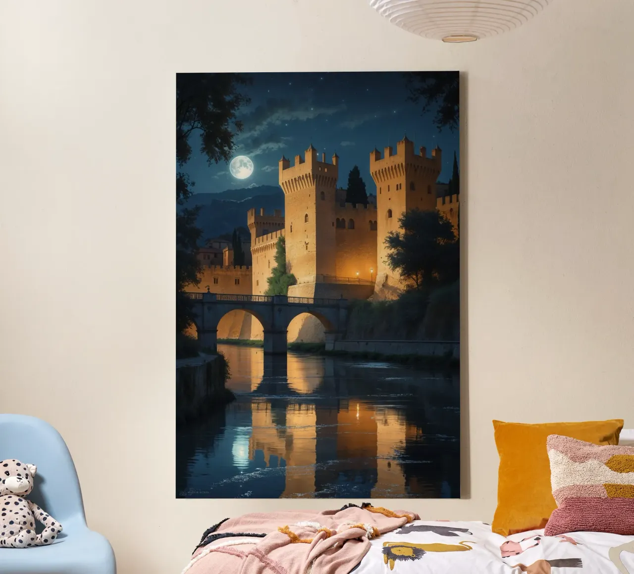 Golden Fortress Beneath the Moonlight tela con Cornice a cassetta da AlbertKlee