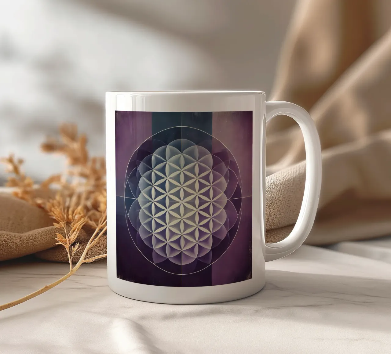 Fiore della vita viola tazza in ceramica da spiritual
