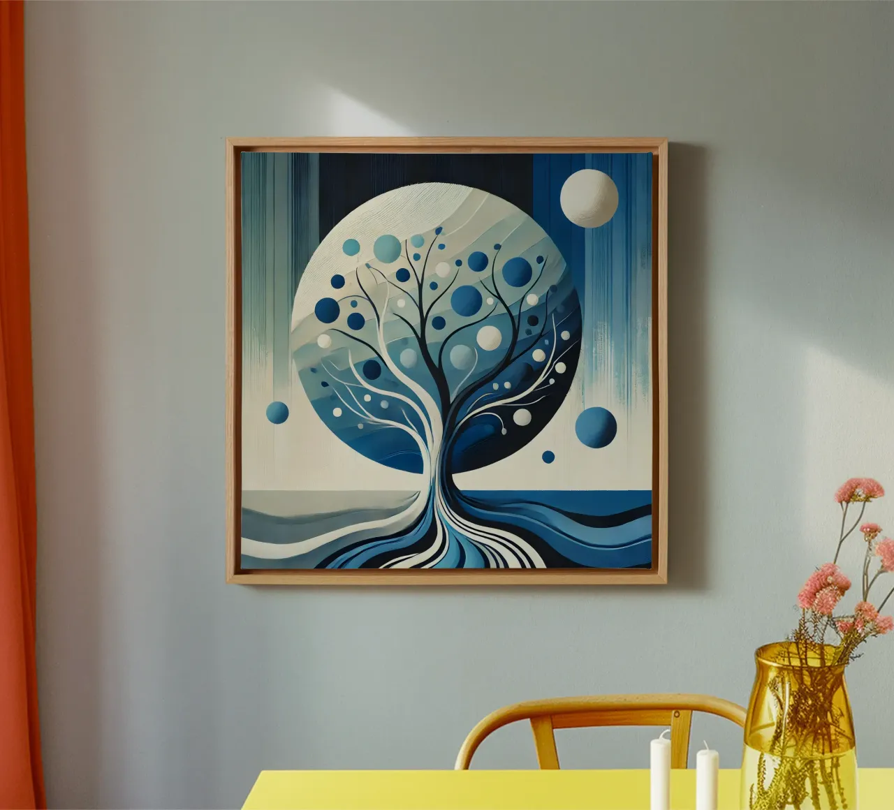 Boom blauw canvas met Baklijst van spiritual