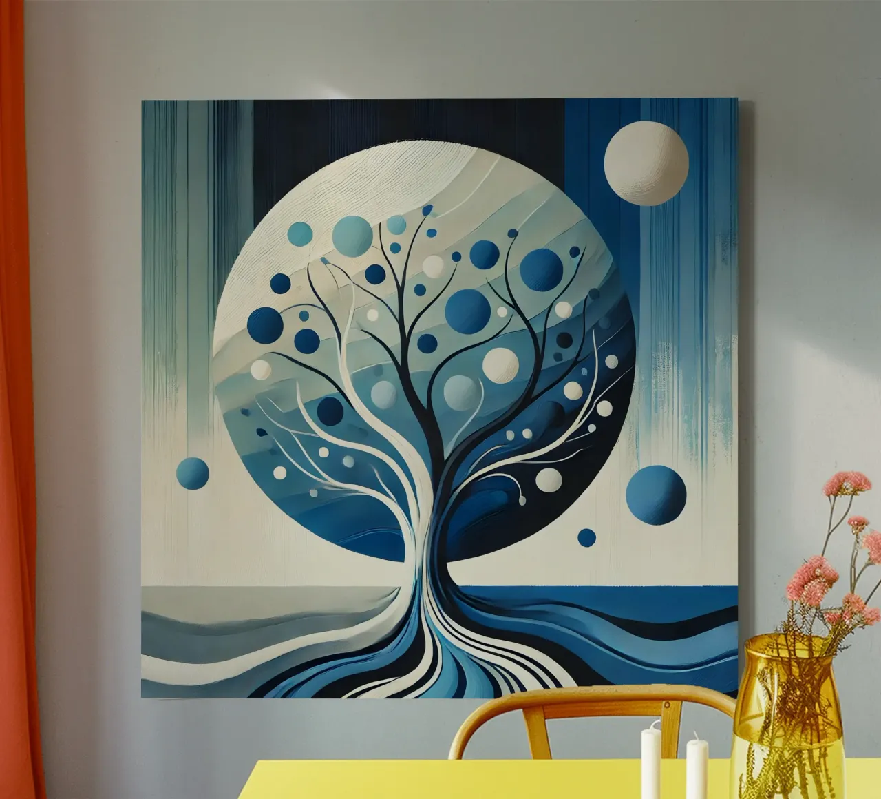 Boom blauw canvas met Baklijst van spiritual