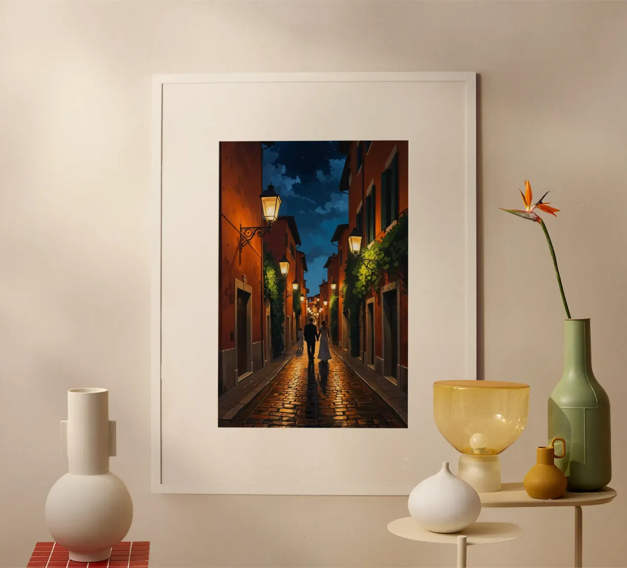 Strolling through Trastevere's Illuminated Night poster da AlbertKlee