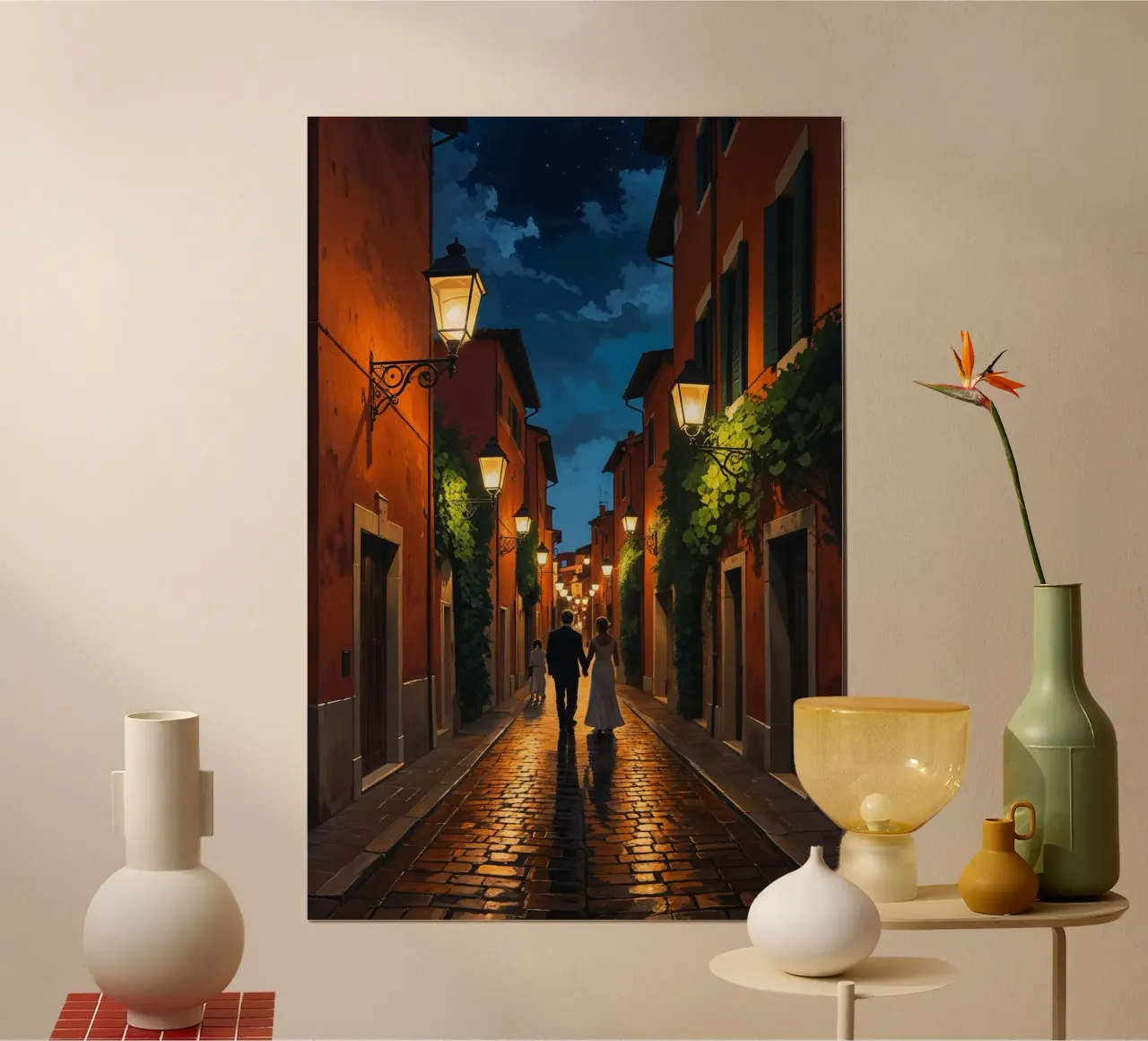 Strolling through Trastevere's Illuminated Night poster da AlbertKlee
