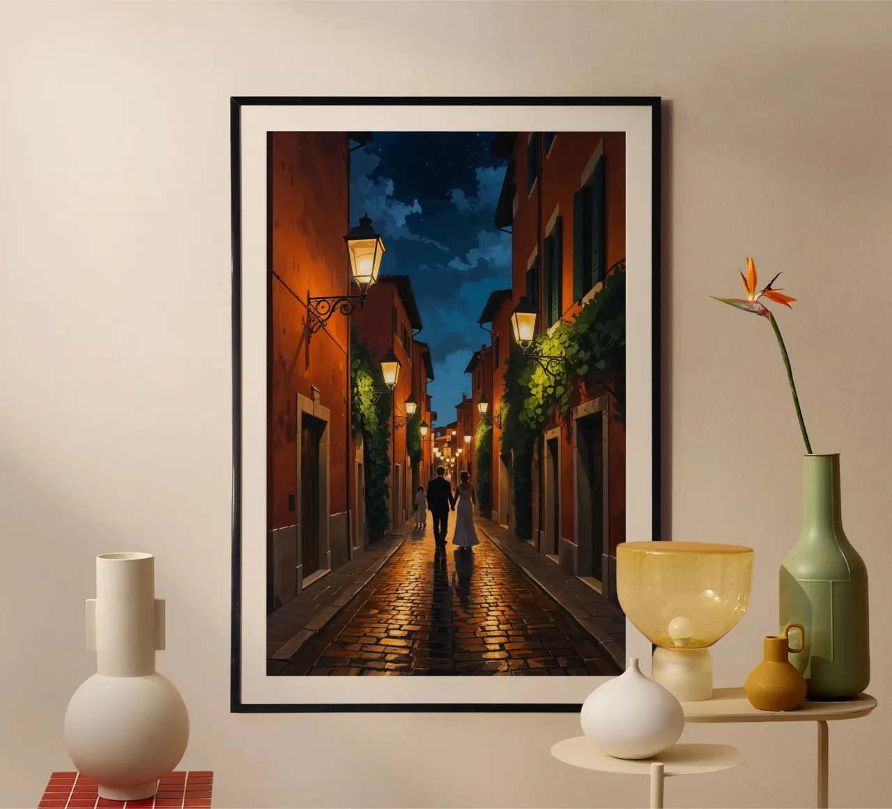 Strolling through Trastevere's Illuminated Night poster da AlbertKlee