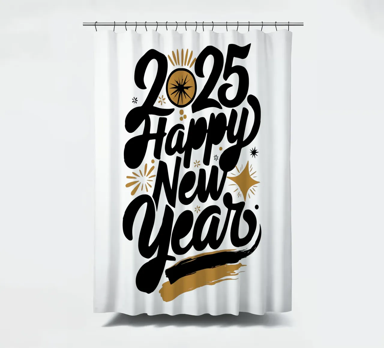 2025 Happy New Year tenda da doccia da edsonramosart