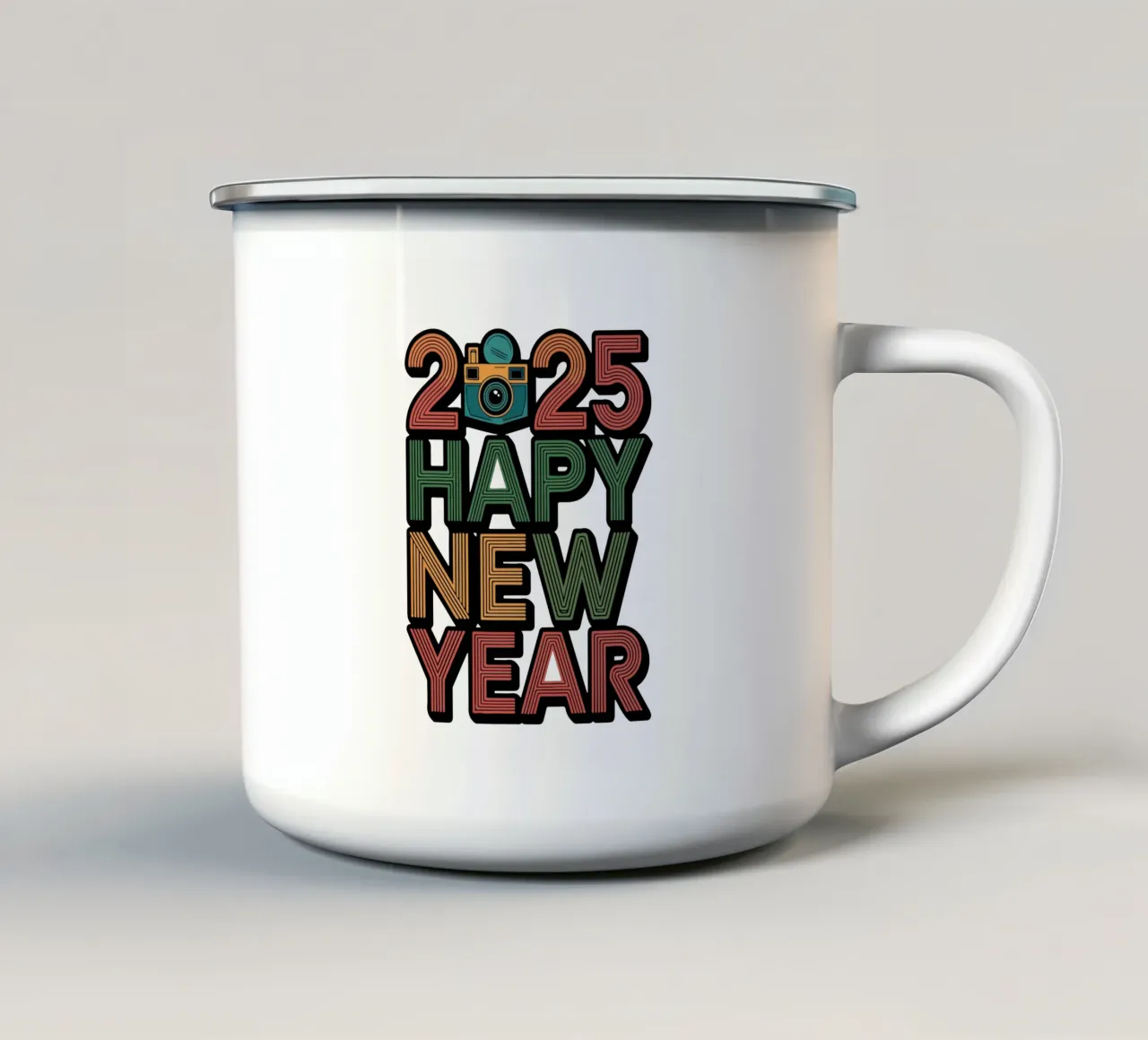 2025 Happy New Year tazza in smalto da edsonramosart