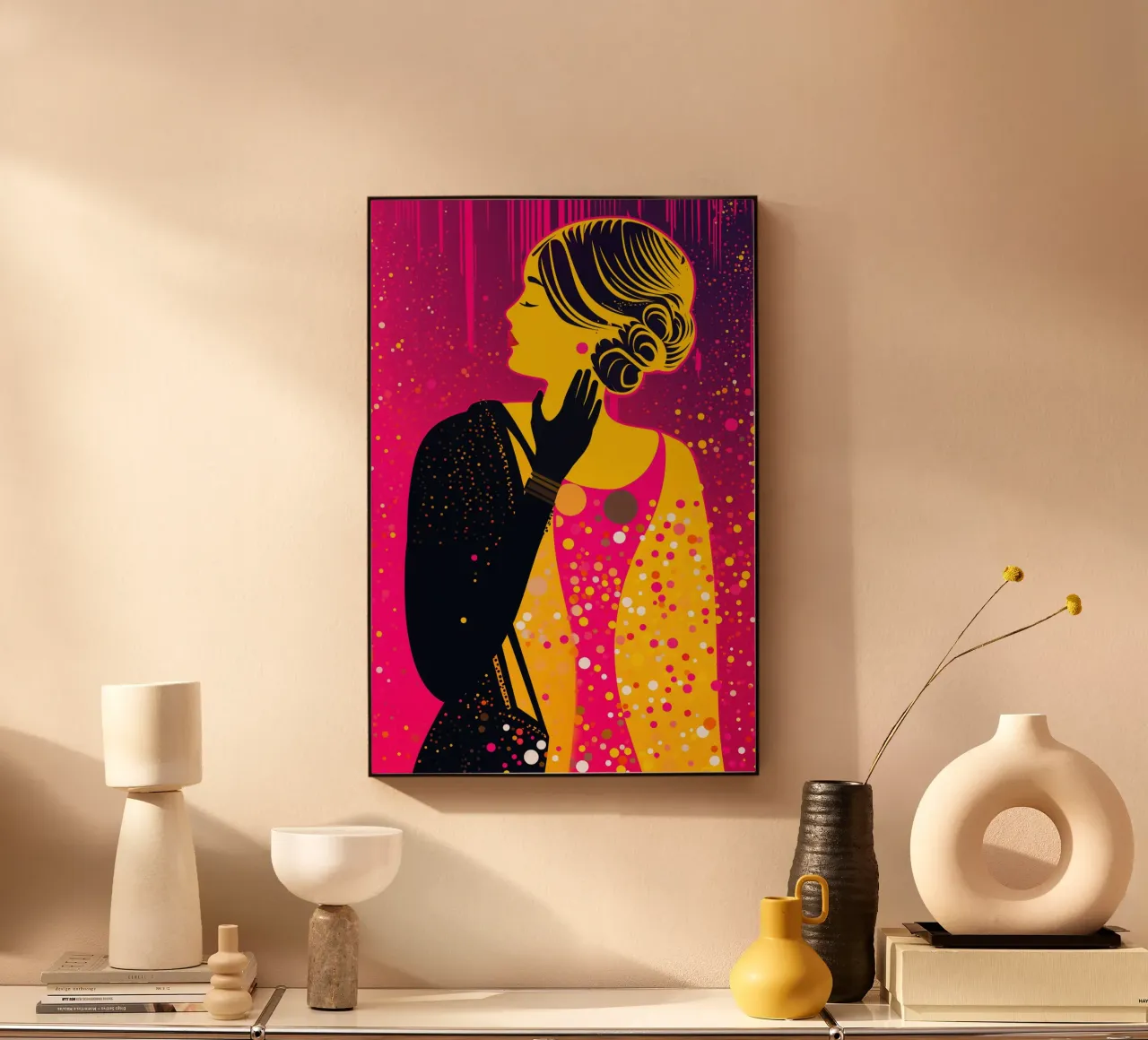 Neon moderno Klimt a pois Pop Art Donna alluminio dibond da Autofocus