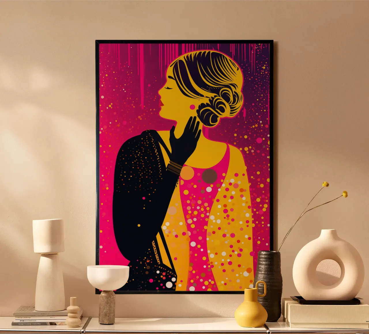 Neon moderno Klimt a pois Pop Art Donna poster da Autofocus