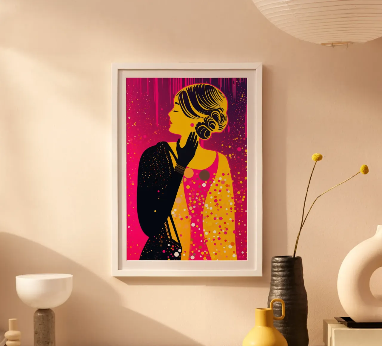 Neon moderno Klimt a pois Pop Art Donna poster da Autofocus