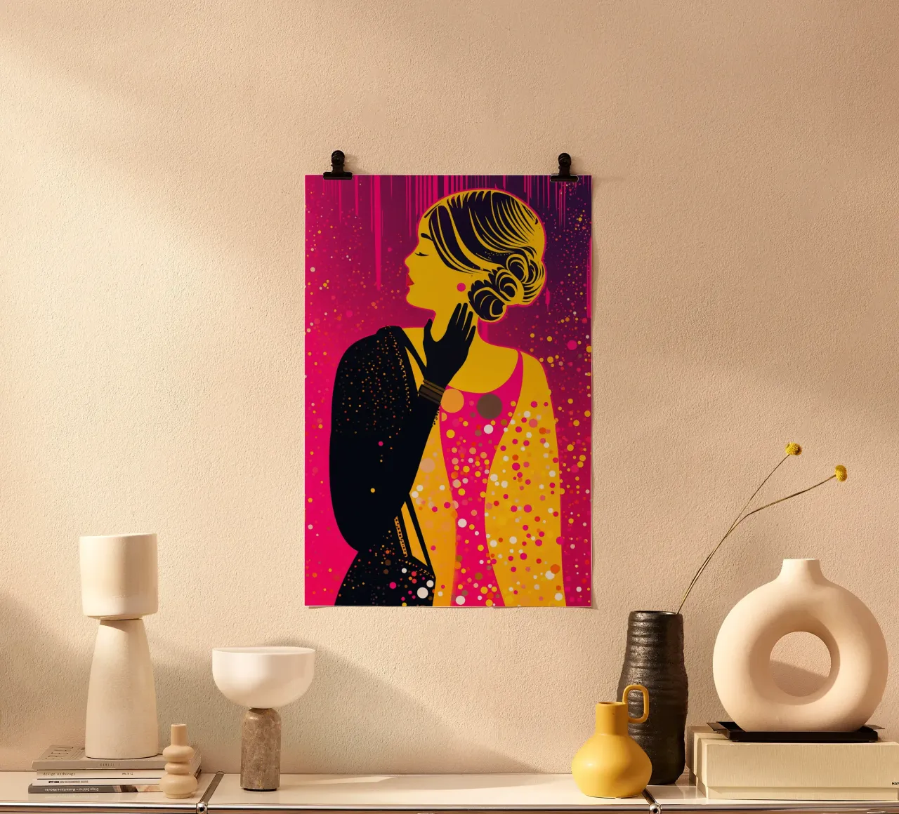 Neon moderno Klimt a pois Pop Art Donna poster da Autofocus