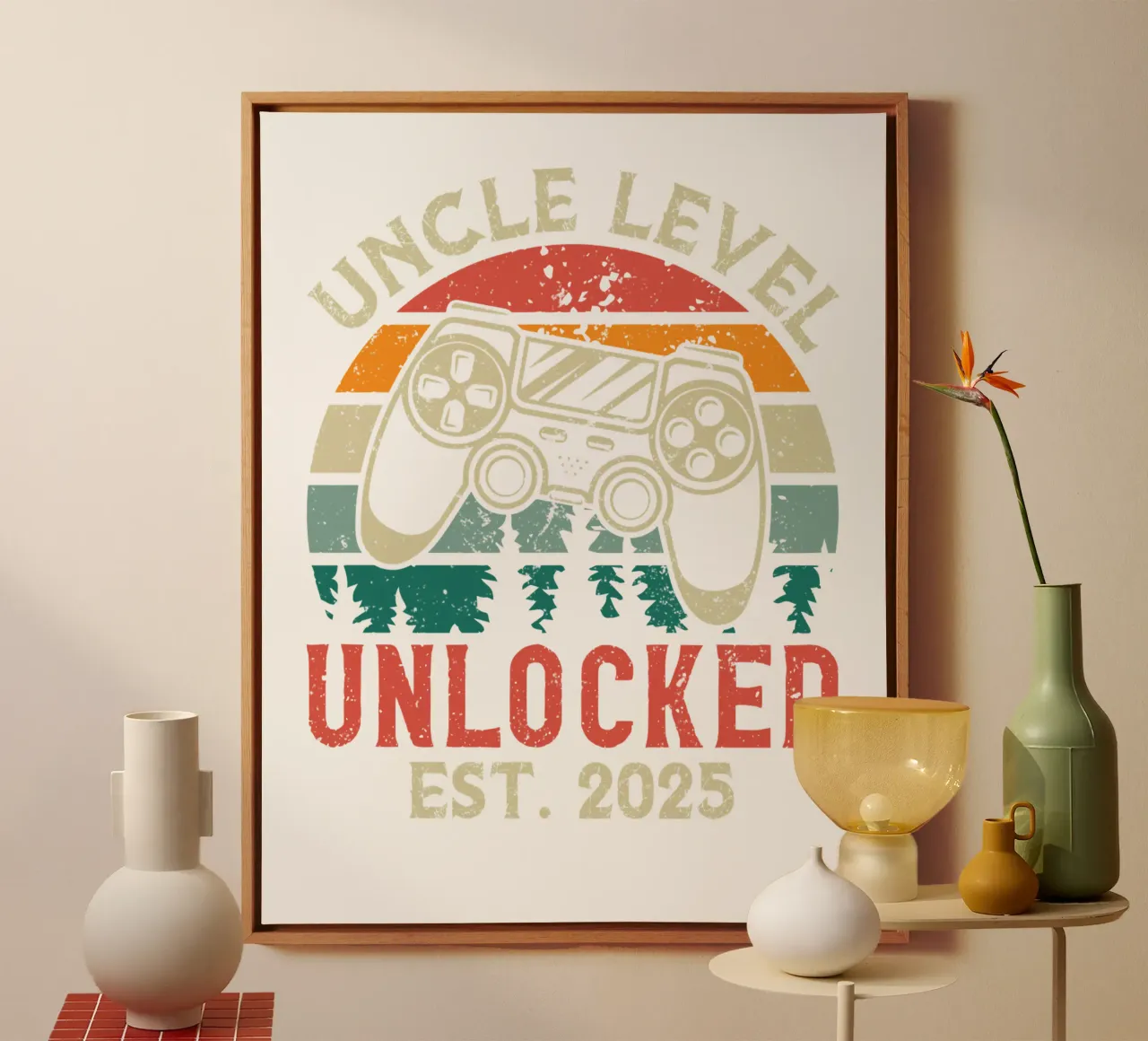 Uncle Level Unlocked Est. 2025 tela con Cornice a cassetta da edsonramosart