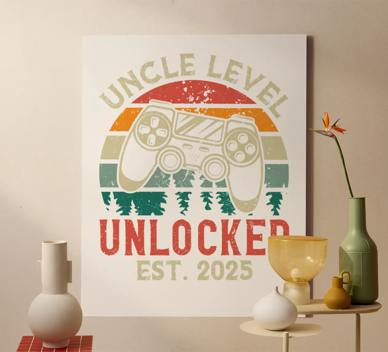 Uncle Level Unlocked Est. 2025 tela con Cornice a cassetta da edsonramosart