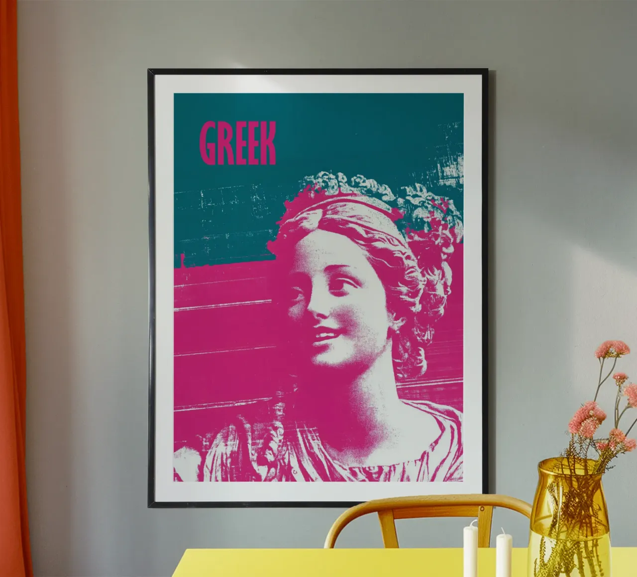 Poster di viaggio greco | La freschezza dell'antichità nell'era digitale poster con telaio in legno da Autofocus