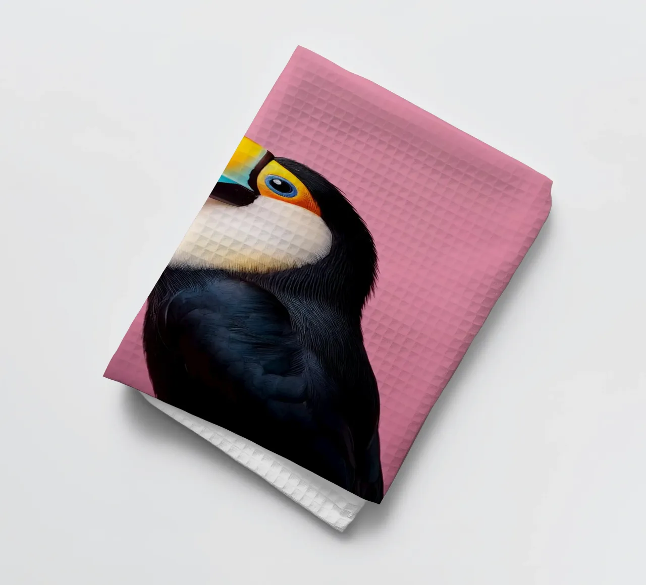 Portrait d'un toucan sur fond rose vif torchon de FlexiDesignsByK