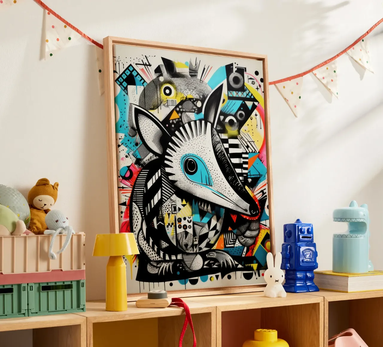 graffiti dieren canvas met Baklijst van Art Digital Visuel