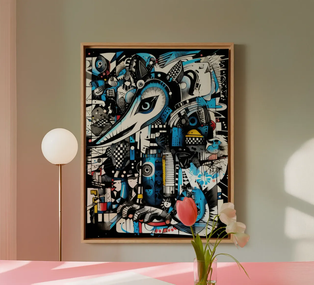 graffiti dieren canvas met Baklijst van Art Digital Visuel