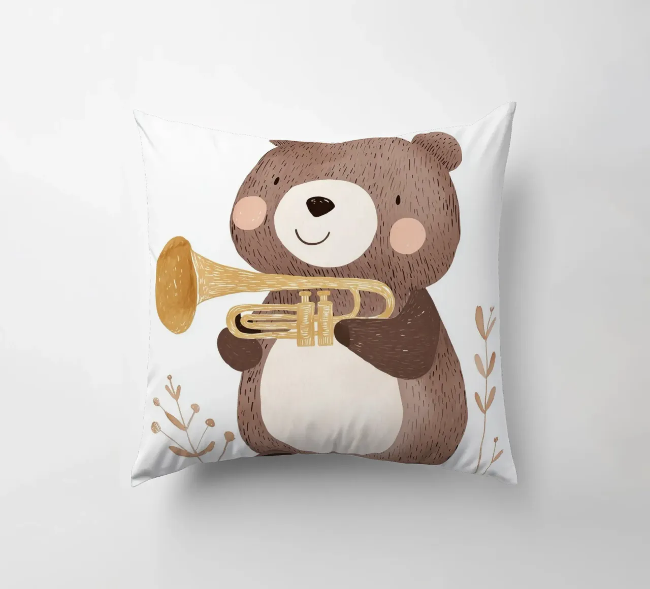Bear With Trumpet cuscino da treechild