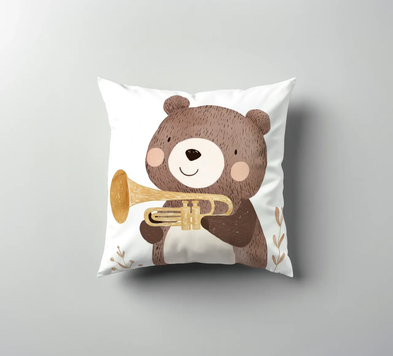 Bear With Trumpet cuscino da treechild
