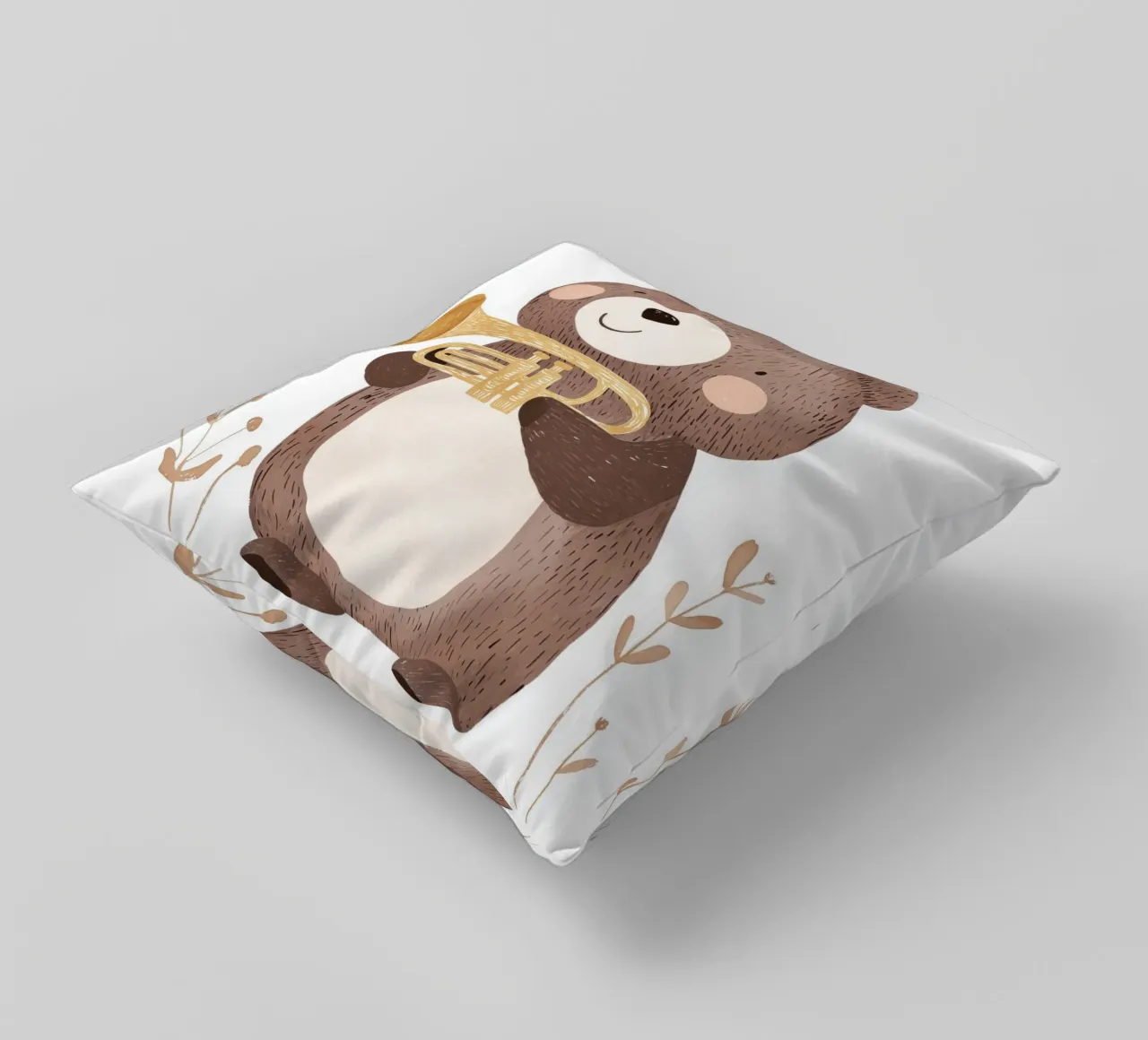 Bear With Trumpet cuscino da treechild